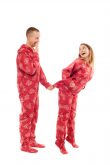 Red Snowflake Hearts: Flannel Footed Onesie