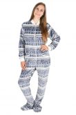 Silber-Weihnachts-Kajamaz: Schlafanzug-Einteiler mit Füßlingen