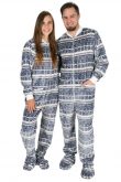 Silber-Weihnachts-Kajamaz: Schlafanzug-Einteiler mit Füßlingen