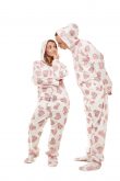 White Snowflake Hearts: Flannel Footed Onesie